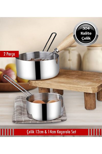 Steel & More Steel Set of 2 Saucepan Saucepan Milk Jug 12Cm-14Cm