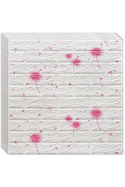 HOZRO Set of 100 x HOZRO self-adhesive 3D wallpaper, Brick imitation pattern, Pink Dandelion