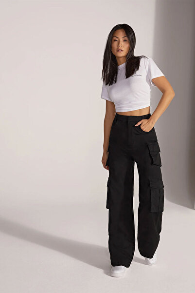 FAVORITE DAUGHTER PANTALONI CARGO - FIICA PREFERATĂ - NEGRU, S