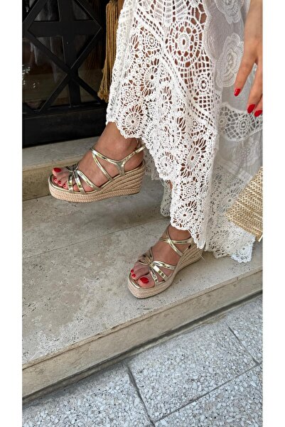 by emine eren emotion shoes Maia Taşlı Hasır Dolgu Topuk Sandalet