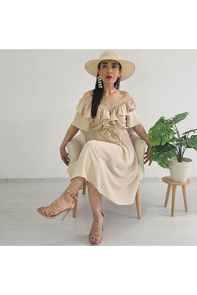 6 butik altı üstü butik Ruffle Detail Dress