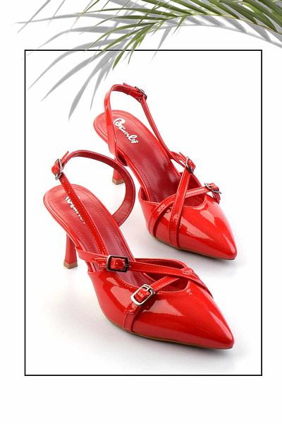 Bambi Red Women's Classic Heeled Shoes K01397441308