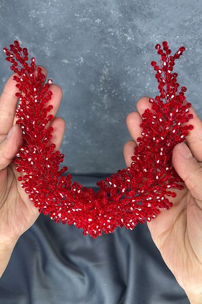 Hayalperest boncuk Diamira Sparkling Romantic Stone Bridal Accessory Red