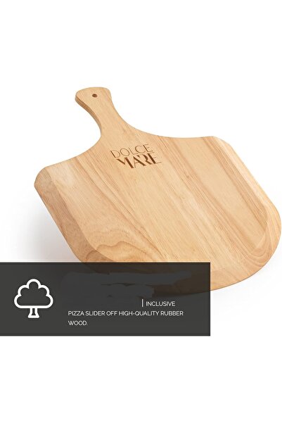 Dolce Mare Set Round baking stone, wooden pizza shovel, Diameter 33 cm, 1.5 cm thick