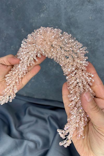 Hayalperest boncuk Diamira Sparkling Romantic Stone Bridal Accessory Salmon