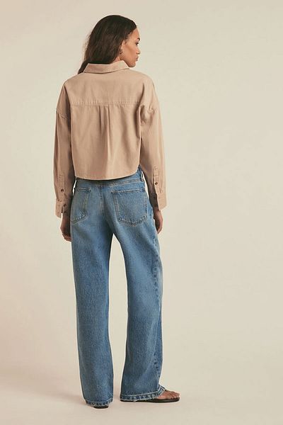 FAVORITE DAUGHTER THE CROP EX-BOYDRIEND - THE FAVORITE DAUGHTER SHIRT - M, BEIGE