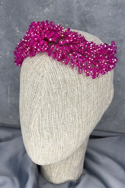 Hayalperest boncuk Accesoriu pentru păr de mireasă dens cu mărgele Diamira Fuchsia