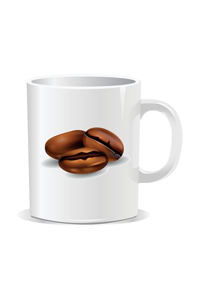 OEM Personalized coffee mug, coffee beans - White interior