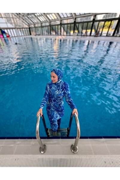 QYMOS PRIVE Comfortable and Patterned Tightness Swimsuit with Sunshielding, Breathable, Eyelet, No Show Lycra