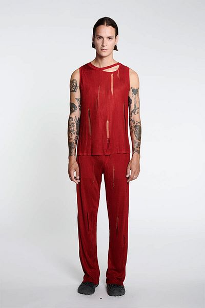 LOUIS GABRIEL NOUCHI KNITTED T-SHIRT - LOUIS GABRIEL NOUCHI - RED, XS