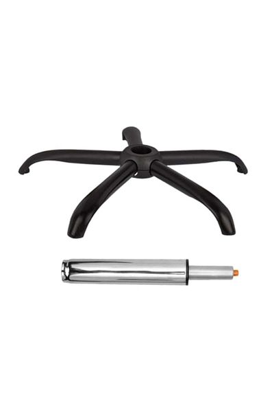 Depox Set de bază pentru scaun directorial din plastic, 64 cm și cilindru cu piston, gaz, pentru scaune de birou, argintiu,