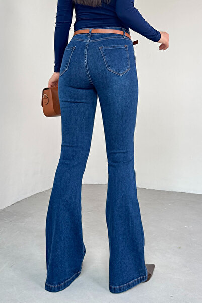 Cappmoda Jean-08125 Dark Blue High Waist Lycra Spanish Jean