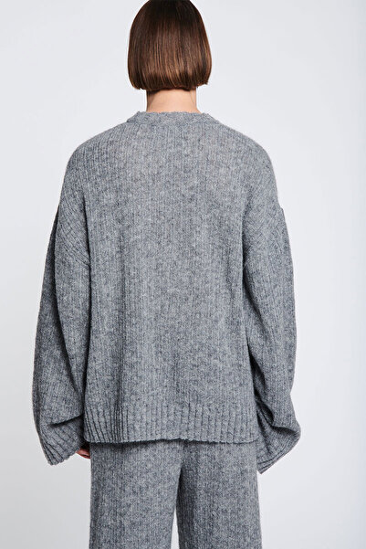 LOUIS GABRIEL NOUCHI KNITTED BLOUSE WITH SIGNATURE OPENING - LOUIS GABRIEL NOUCHI - GREY, M