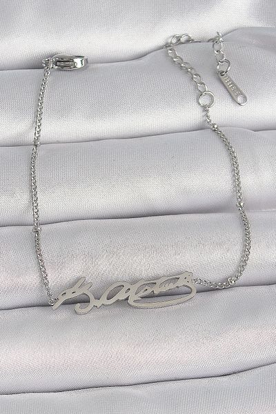 NEZADE STORE 316L Steel Silver Color Ataturk Signature Model Women's Bracelet