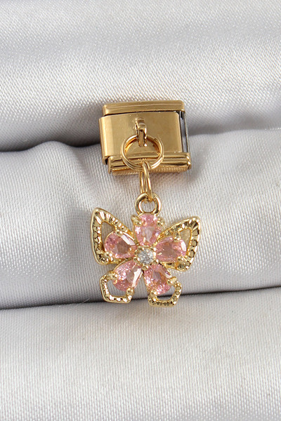 CT STONES 316L Steel Hanging Zircon Stone Flower Figured Butterfly Model Gold...