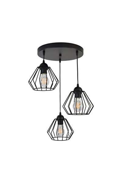 Adviti Corp de iluminat suspendat Waya AD-LD-6264BE27M, E27, 3 x 60W, negru