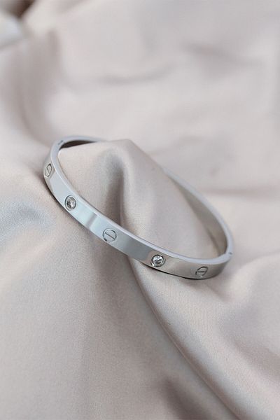 NEZADE STORE 316L Steel Silver Color Zircon Stone Bracelet