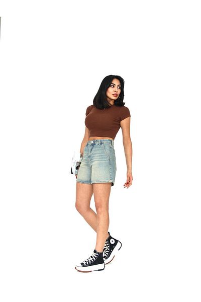 Zeo Basic MINI SHORTS DENIM TINT WASH