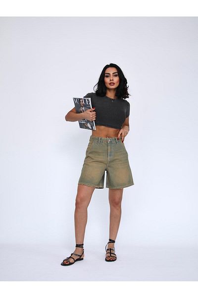 Zeo Basic Tint Wash Denim Mini Shorts