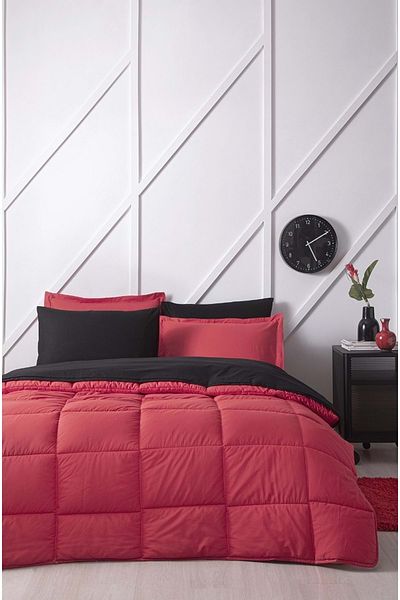 Özdilek Özdilek Ranforce Double Sleeping Set-Colormix Red Black