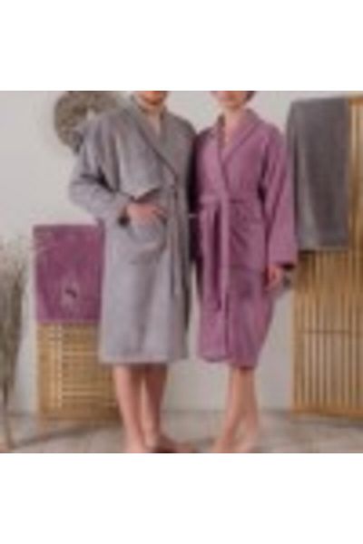 Cotton Box Set Matrimonial Bambus si Bumbac, Cotton Box, Damson/Grey