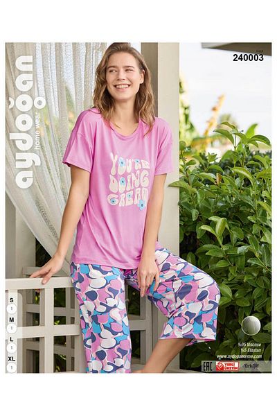 Aydoğan Women's Summer Capri Pajamas Suit 240003