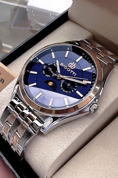 Bigotti Special Boxed 5 Atm Waterproof Men Wristwatch Rose Gumus Steel Band + Gift Bracelet Bme2027C3