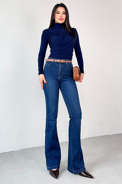 Cappmoda Jean-08125 Dark Blue High Waist Lycra Spanish Jean