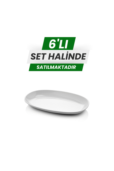 Alezy 605 Göreme Melamine Thermostar Oval Boat Plate 15X9 cm White