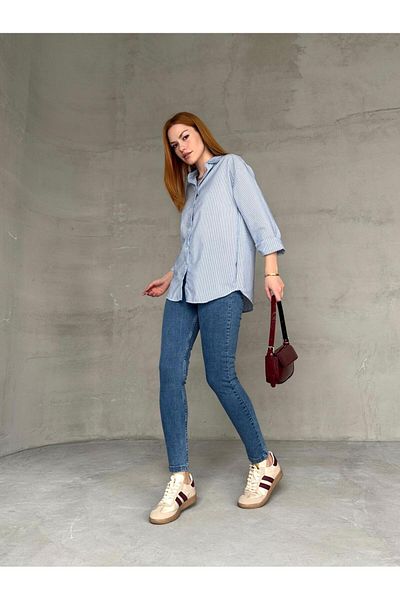 Cappmoda Jean-08131 Blue High Waist Lycra Skinny Jean