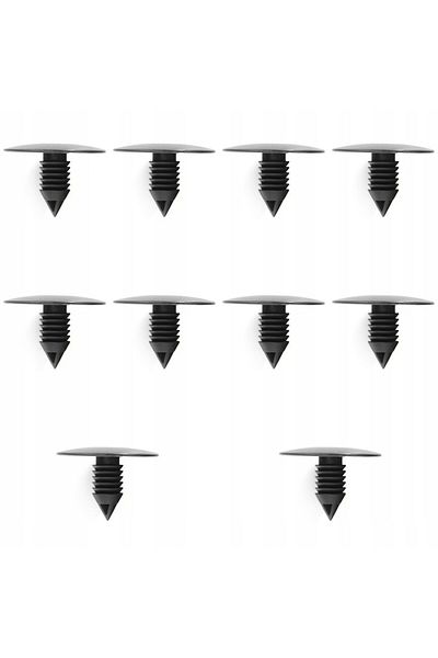 OEM Set of 10 Romix wheel fixing clips, Compatible with Renault, Black