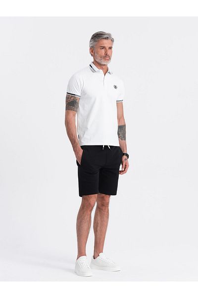 OMBRE Herren Strickshorts mit Kordelzug und Taschen - schwarz V5 OM-SRBS-0139 S