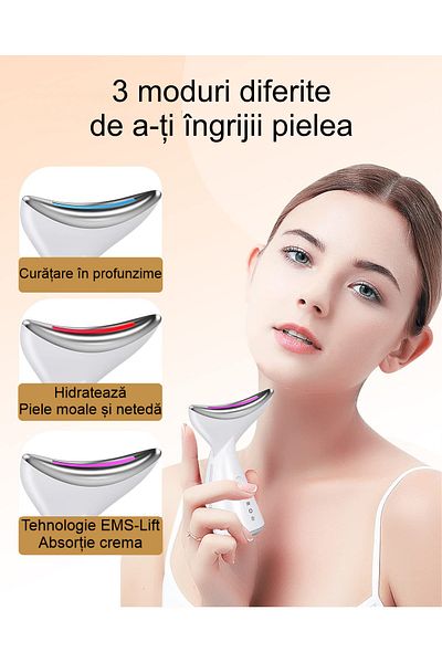 Influential Tech Aparat facial Swan 3 în 1 – hidratare, anti-îmbătrânire, EMS, încălzire, fotoni, 500mAh, îngrijire profesională