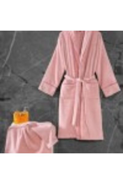 Cotton Box Bathrobe and cotton towel set, M-L, Cotton Box Exclusive Powder Pink