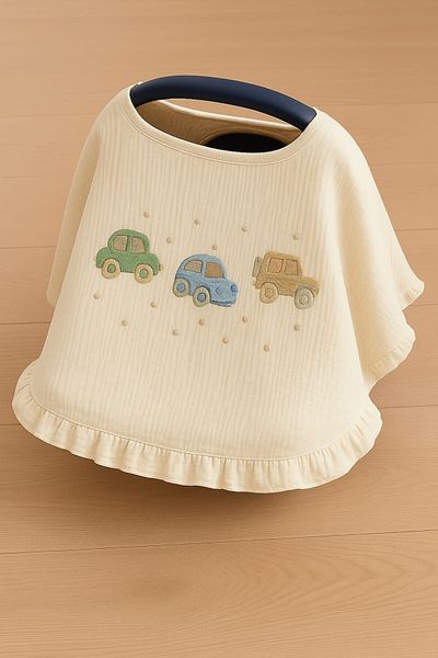 Tly Home Textiles Set of 2 with Pastel Cart – Stroller Cover & Nursing Bib