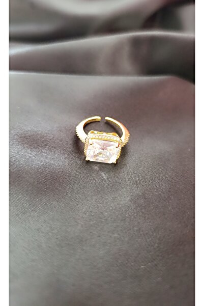 Store BAGET TEK TAŞ AYARLANABİLİR GOLD ÇELİK YÜZÜK