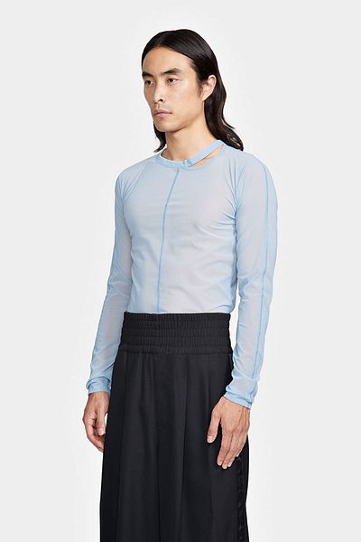 LOUIS GABRIEL NOUCHI BLUZA CU MÂNECĂ LUNGĂ ȘI DESCHIDERE SIGNATURE - LOUIS GABRIEL NOUCHI - ALBASTRU, S