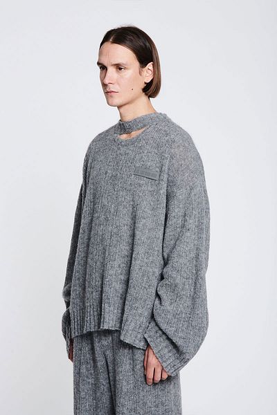 LOUIS GABRIEL NOUCHI KNITTED BLOUSE WITH SIGNATURE OPENING - LOUIS GABRIEL NOUCHI - GREY, L