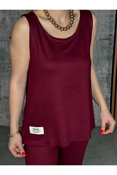 JANES Women's Strappy Round Neck Viscose Two Thread Blouse and Sweatpants Double Set