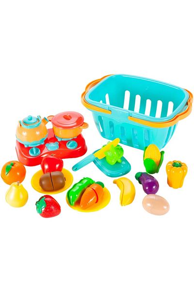 indiggo Set de Legume si Fructe pentru Copii, Indiggo, Include Cos cu Manere si Capac, 13 Legume si Fructe U