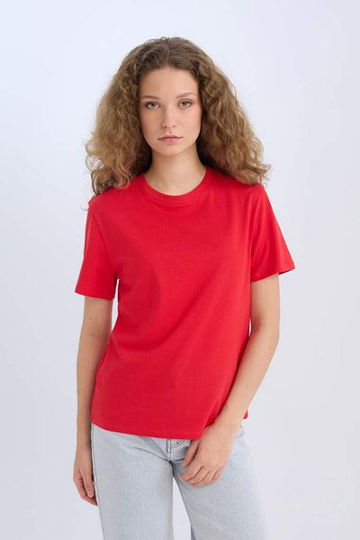 DeFacto Women's Short Sleeve T-Shirt D9592Ax/Rd117 Red