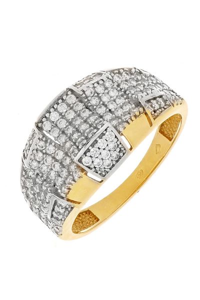 MOHI Fine Jewellery 14k yellow and white gold ring with transparent stones