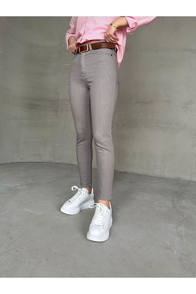 Cappmoda Jean-08131 Gray High Waist Lycra Skinny Jean