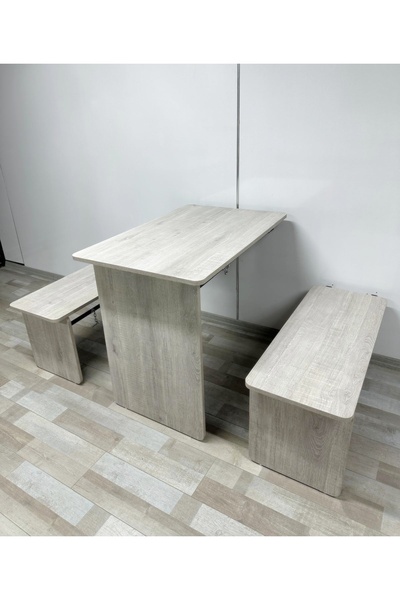 SEHPAM AKILLI Duvara Monte MDF TABLA Katlanabilir Dekoratif 2 Tabureli Pratik Yemek Mutfak Balkon Masası