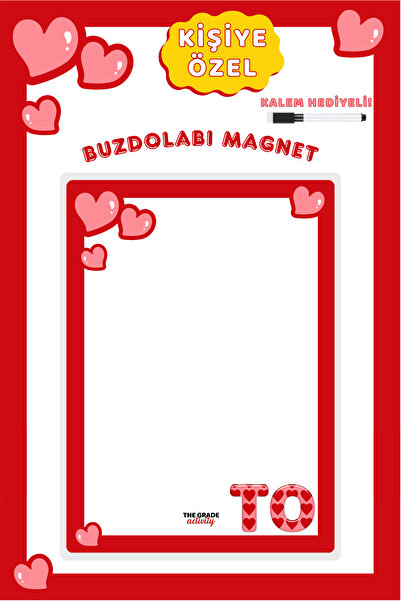 The Grade Yaz Sil Kişiye Özel Harfli Kalpli Notluk Magnet Manyetik Buzdolabı ...