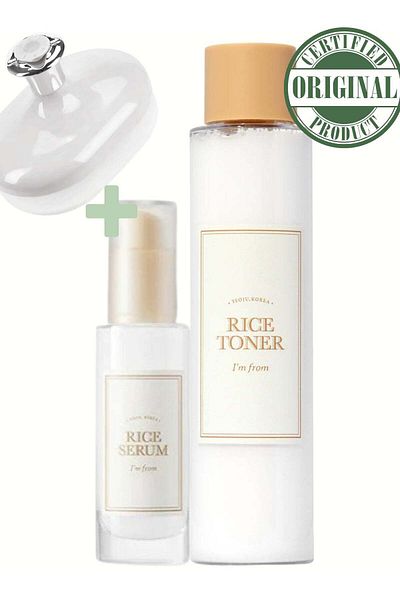 I'm From Pure Rice Glow Set - Includes Toner and Face Serum - Brightening Skincare Duo for a Radiant
