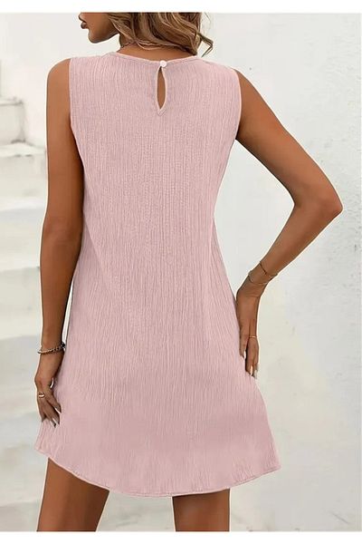 Little Visqon Women's Zero Sleeve Crew Neck Wrap Dress
