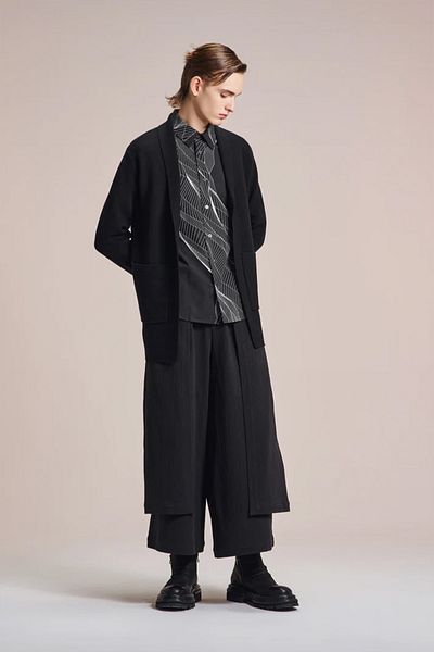 HARRISON WONG Spoon Collar Wool Cardigan - HARRISON WONG - XL, BLACK