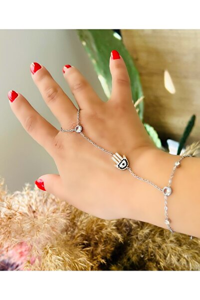 ACAR TAKI Fatma Ana Hand Steel Shahmeran-Silver Color Acr4743