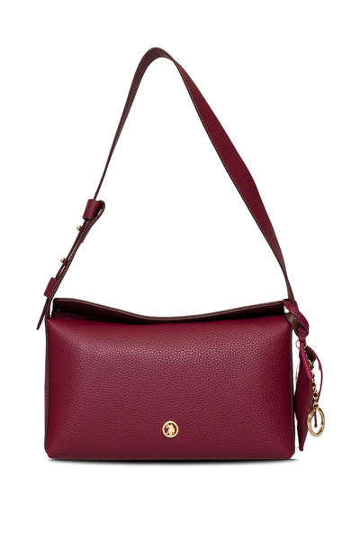 U.S. Polo Assn. حقيبة كتف نسائية باللون الأحمر الداكن Us25541